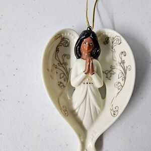 Angel Ornament Heart Shaped African American Praying Figurine Decoration